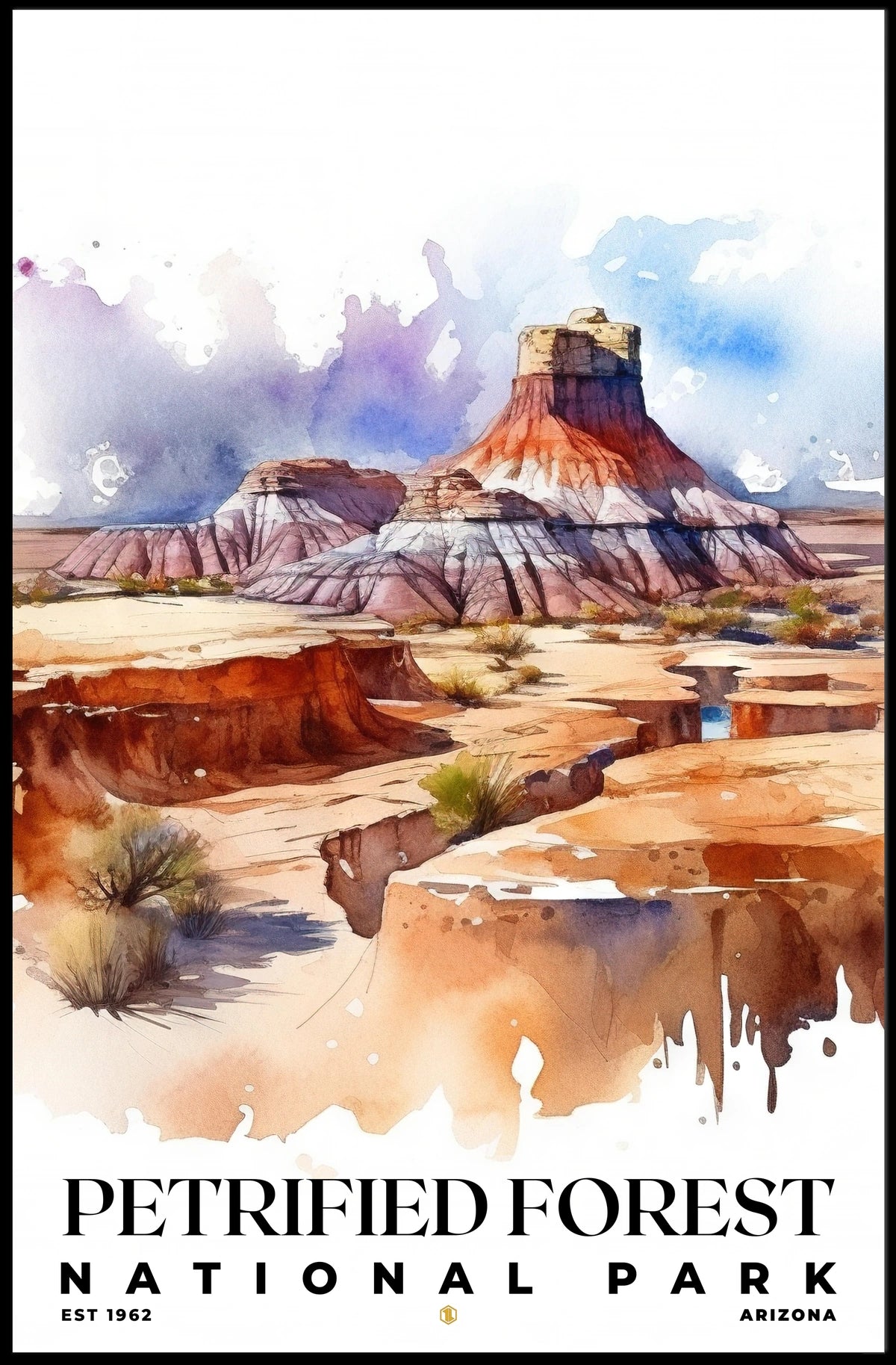 Petrified Forest Watercolor Wall Art Poster