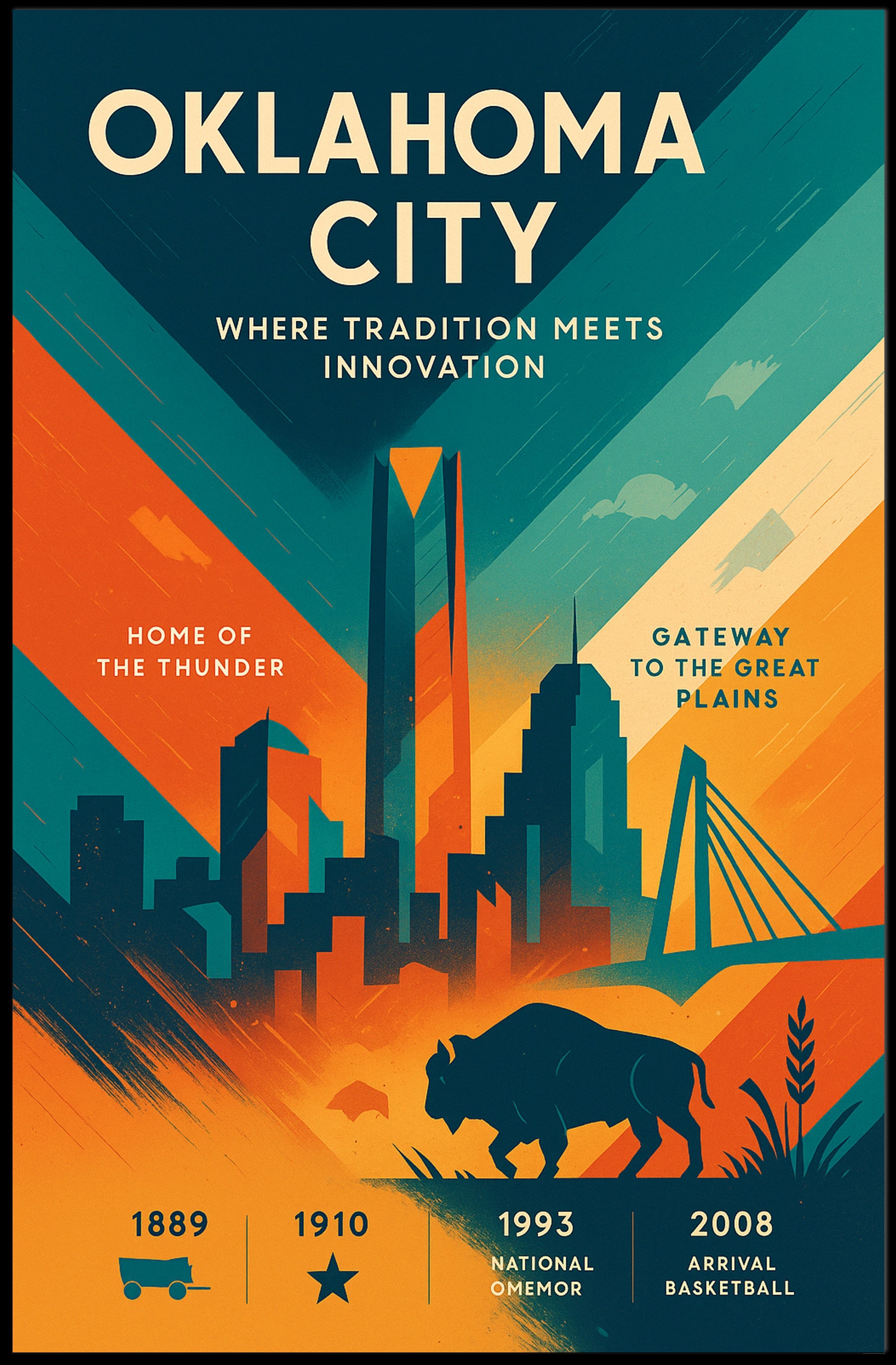 Oklahoma City Skyline: Urban or Cityscape Poster PosterGoat