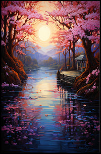 Tranquil Cherry Blossom Landscape Poster