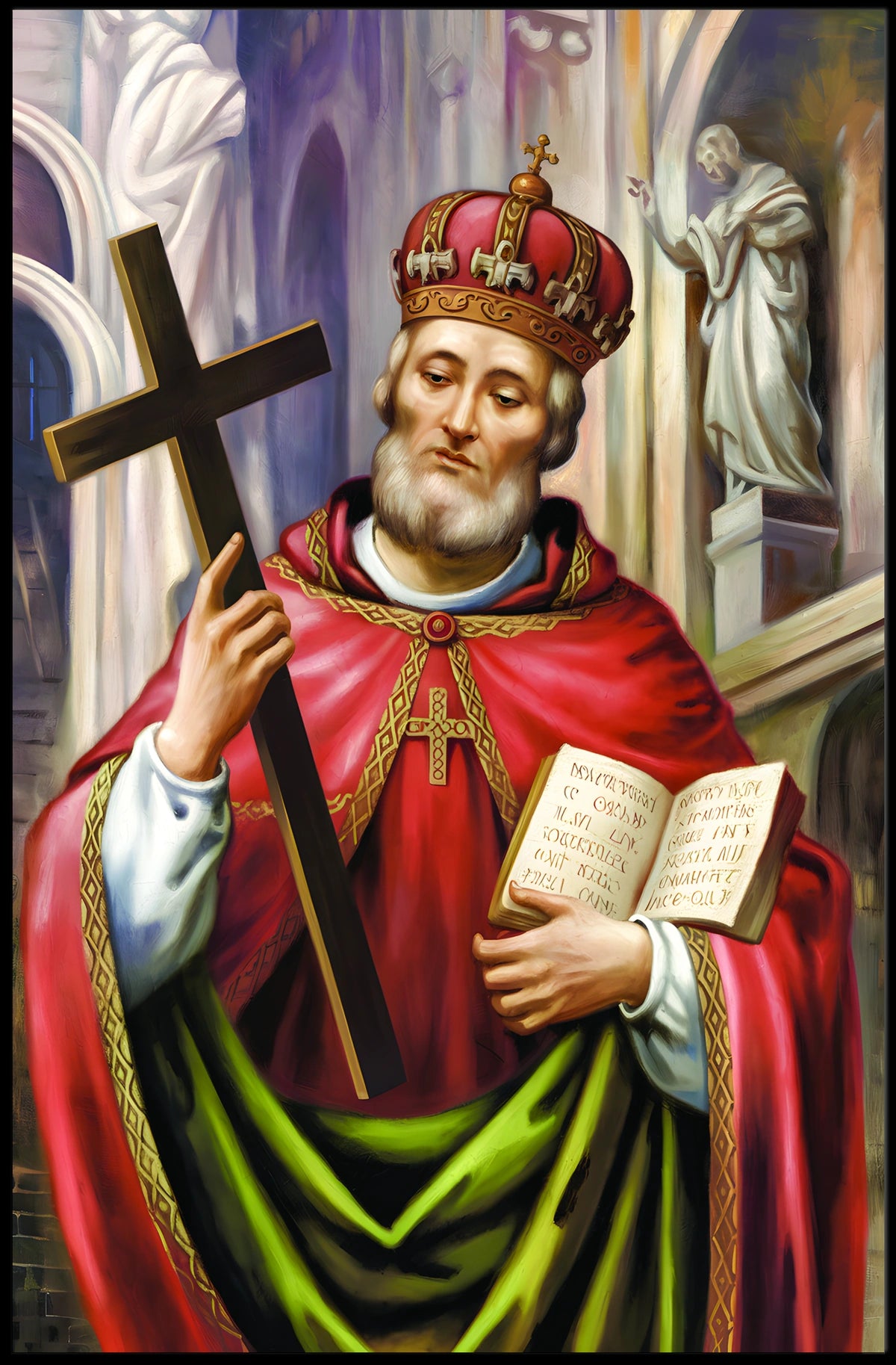 Saintly Figure with Cross Poster