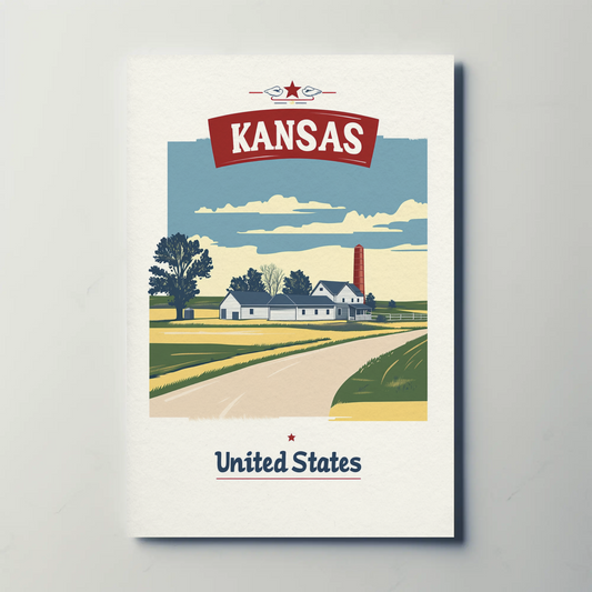 Kansas Country Road Vintage Poster