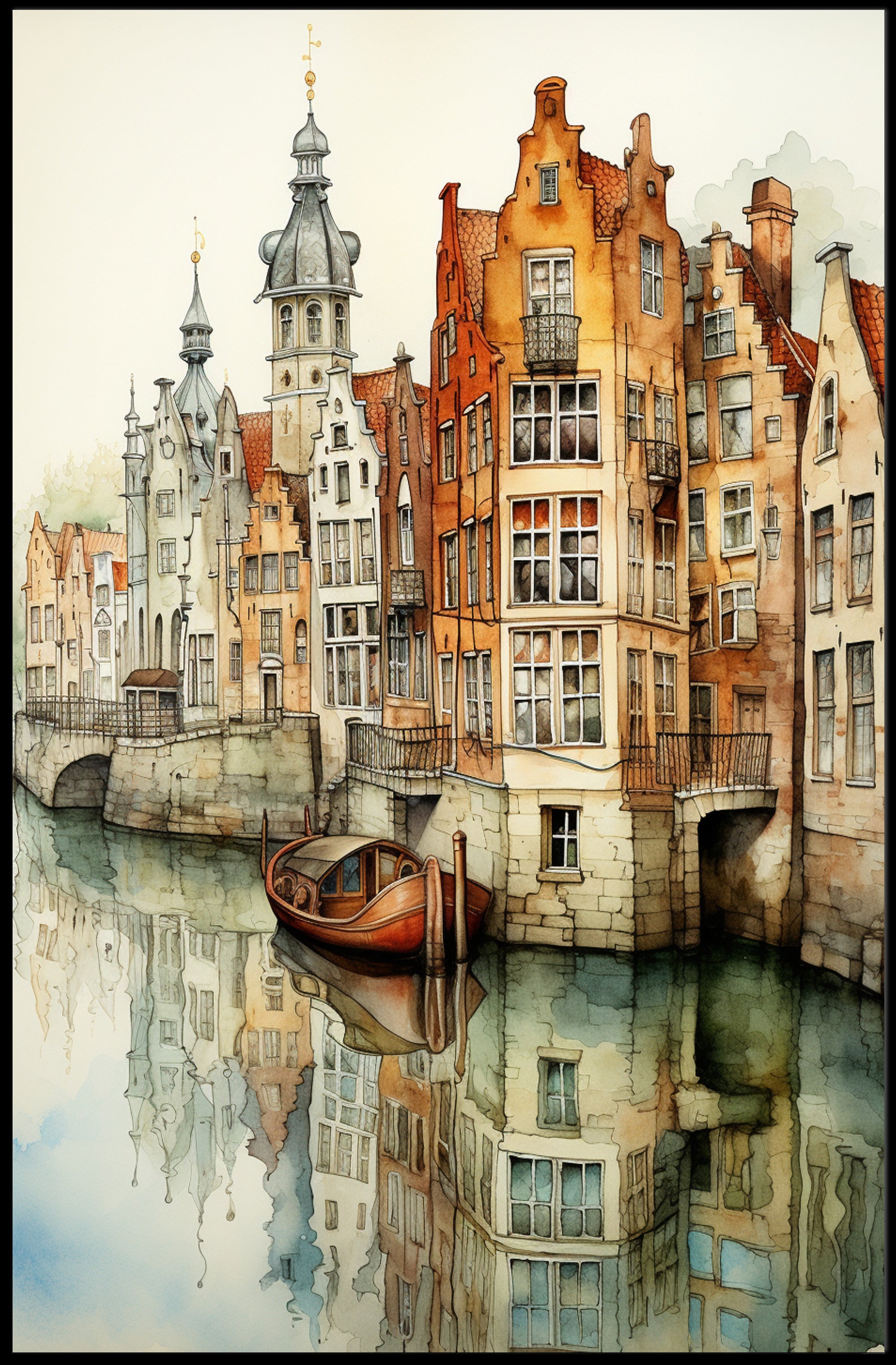 Tranquil Canal Reflections Poster