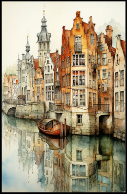Tranquil Canal Reflections Poster