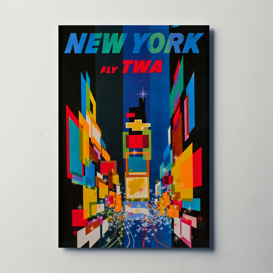 1960s New York Times Square TWA Vintage Style Travel Poster