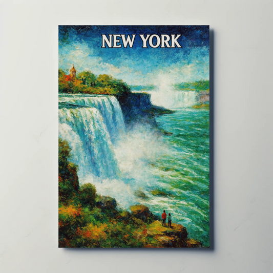 New York Niagara Falls Majestic Waterfall Scenic Travel Poster
