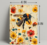 Vibrant Bee Meadow Art Print: Animal Poster