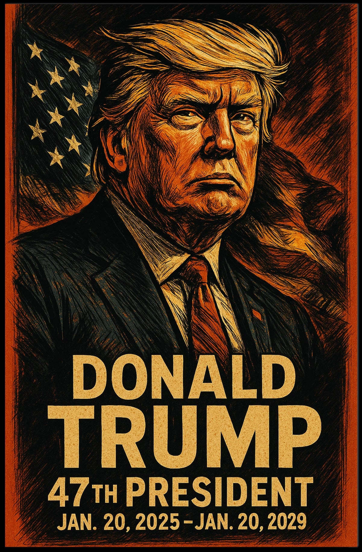 Trump Guardian American Spirit Patriotic Pop Art Portrait Bold Leadership Poster