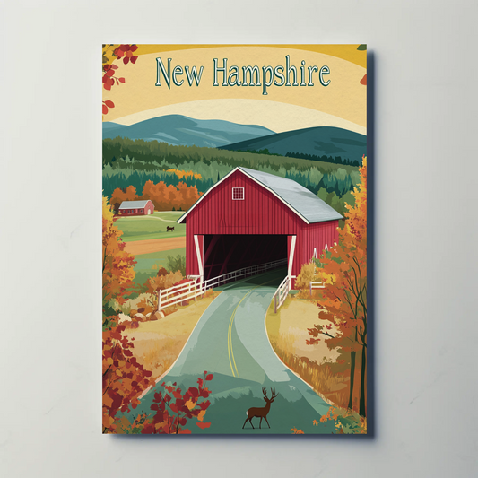 New Hampshire Vintage Poster Covered Bridge
