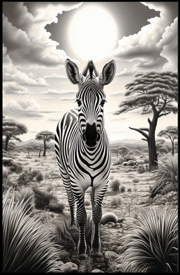 Zebra In The Savannah Poster