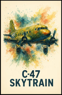 C-47 Skytrain WWII Aviation Art Poster Print