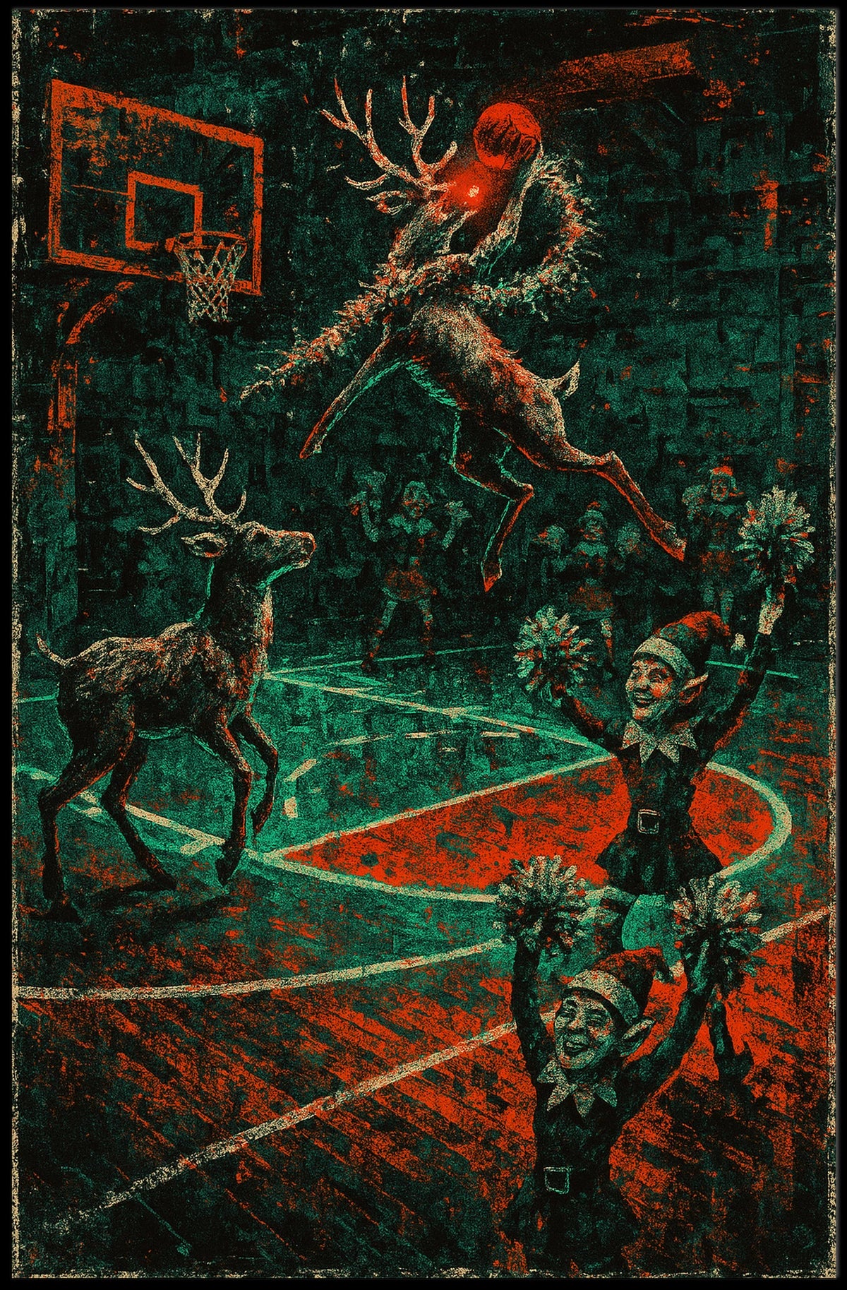 Reindeer Basketball Showdown Poster