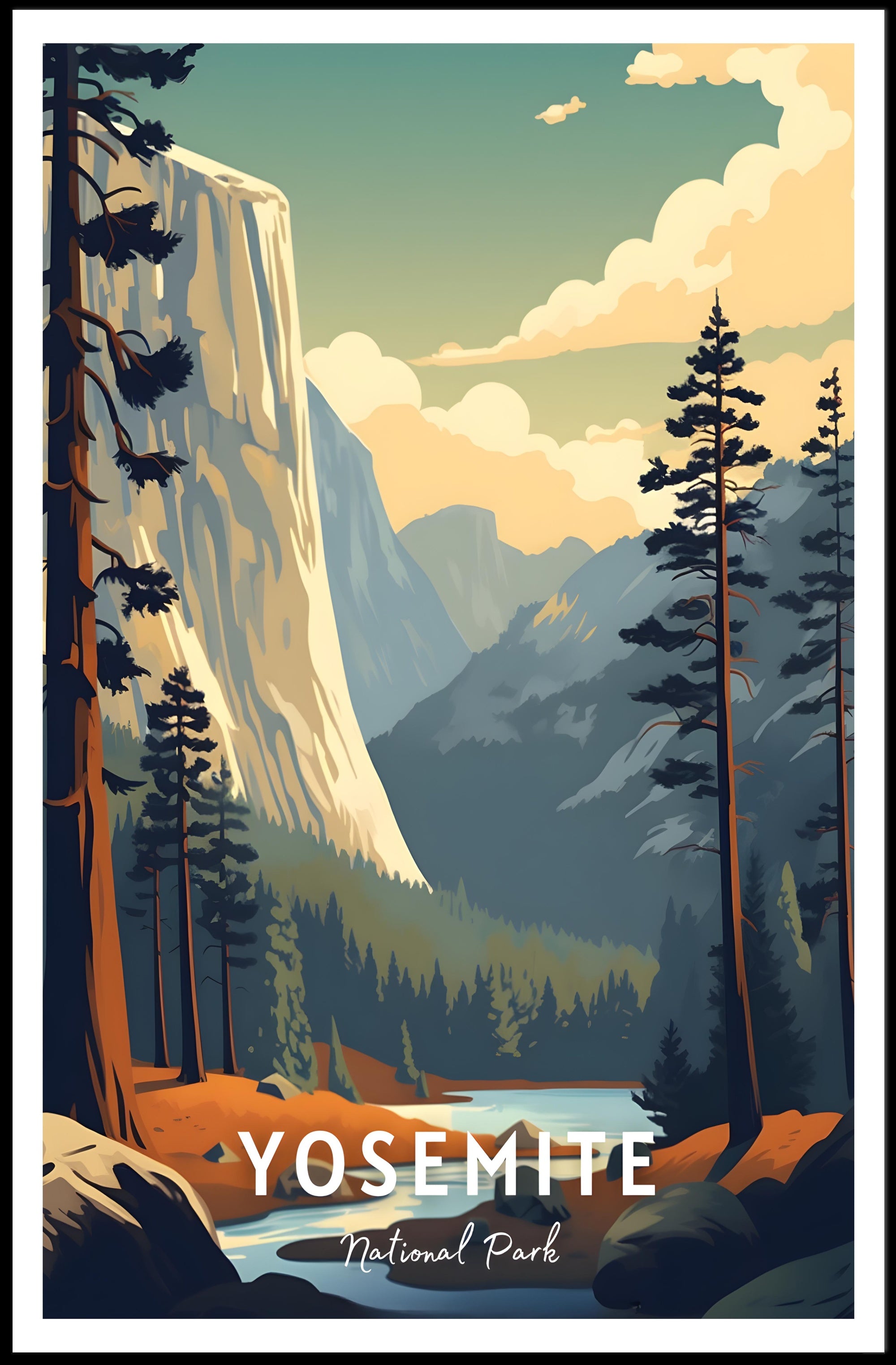 Yosemite National Park Vintage Travel Poster Print