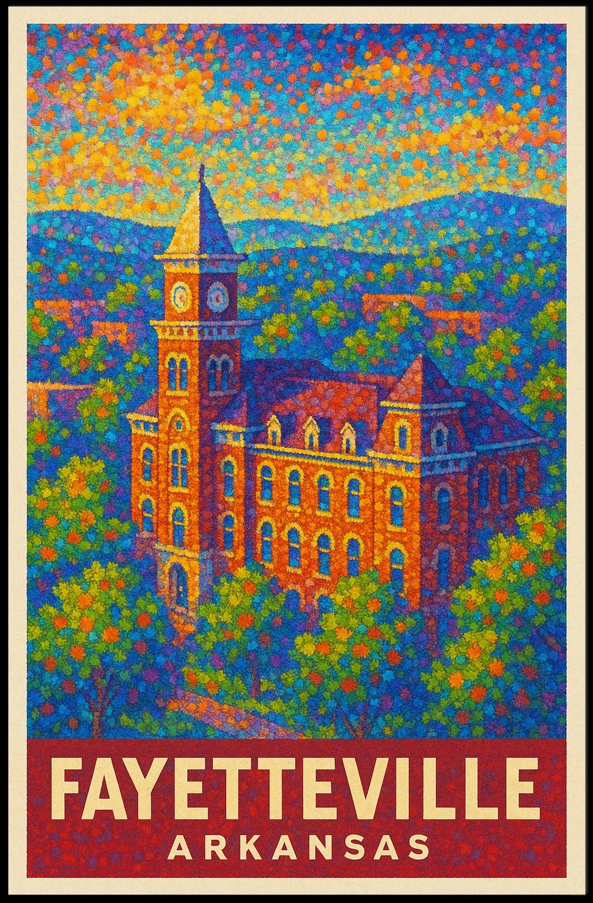 Fayetteville Landmark Pointillism Heritage Poster