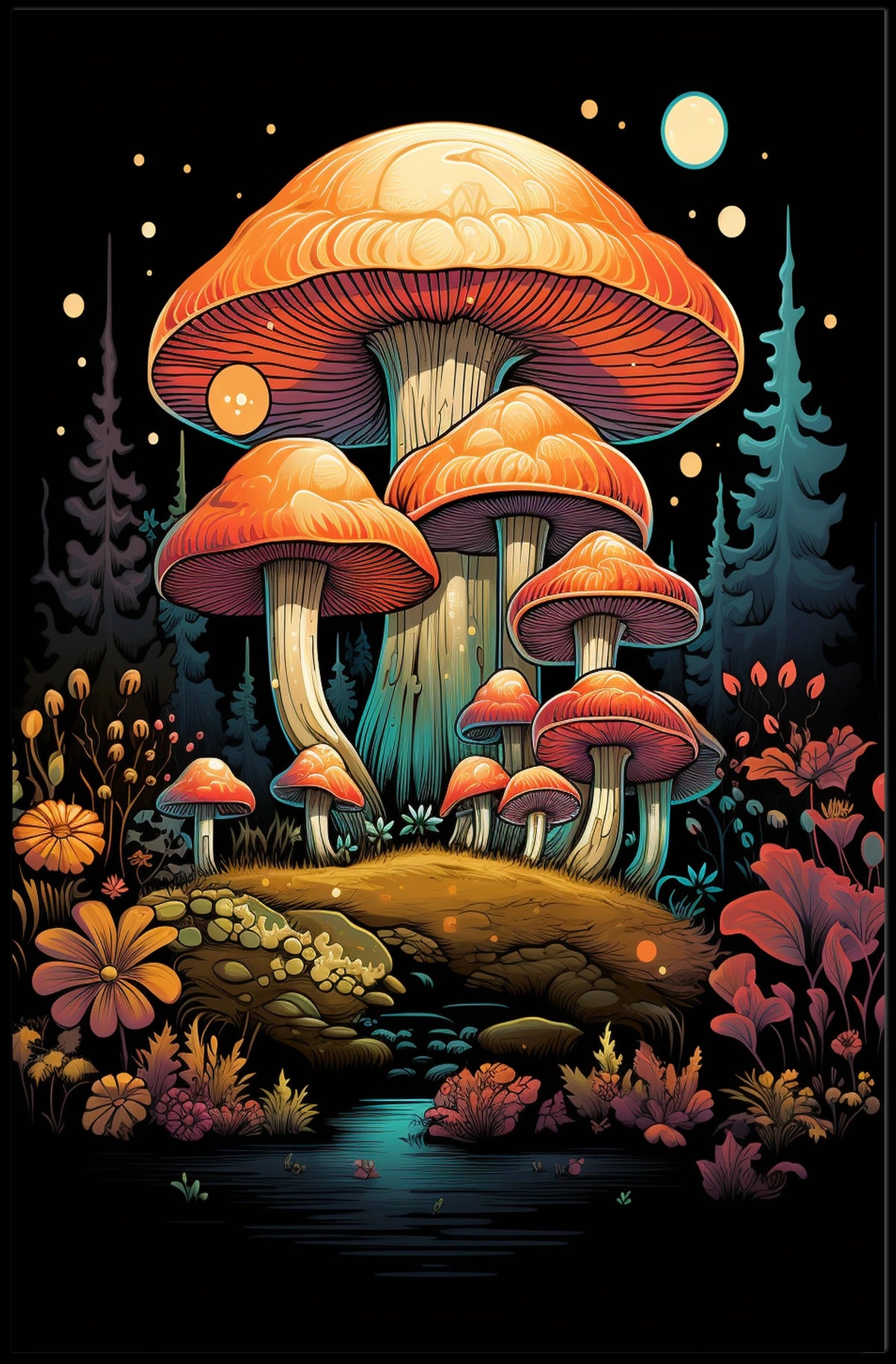 Enchanted Forest Mushroom Art Poster - Pop Culture Poster