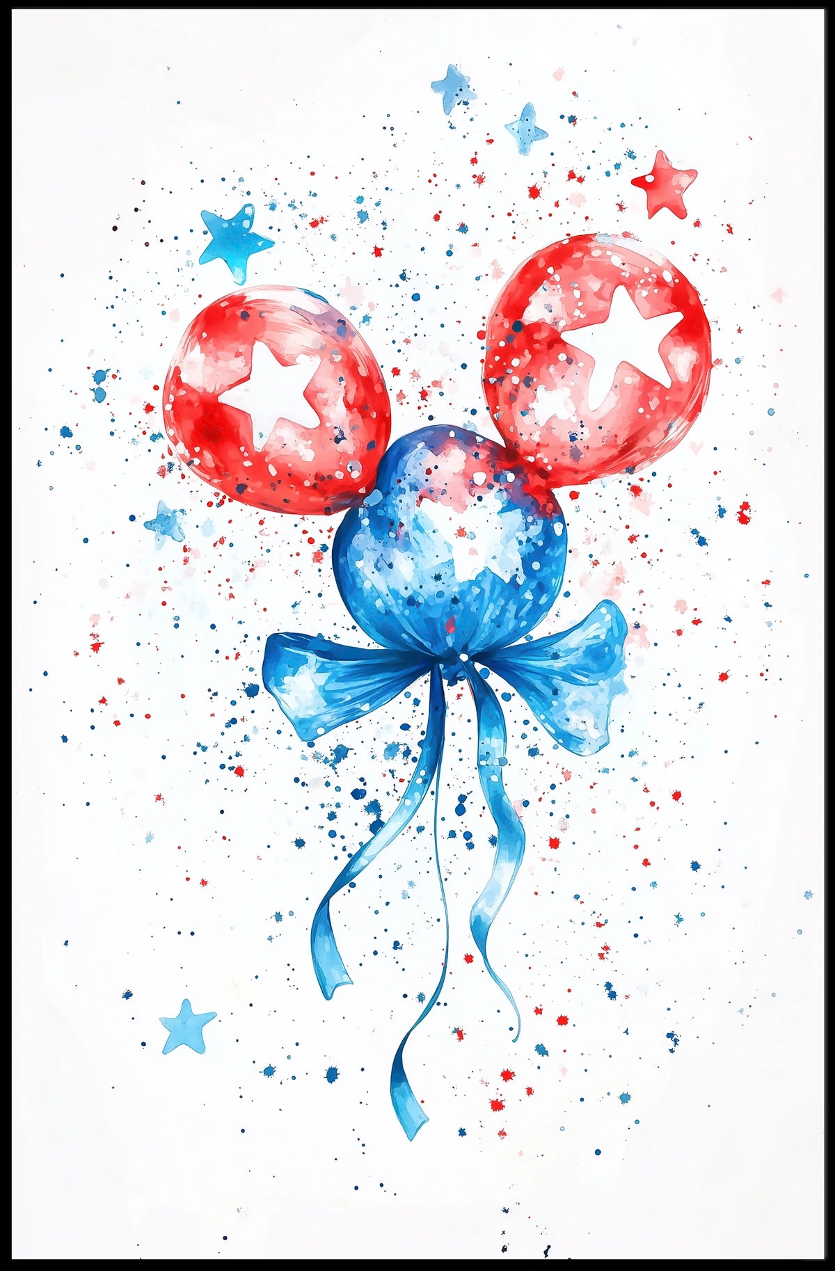 Watercolor Balloon Dog Artwork in Pastel Bouquet Poster