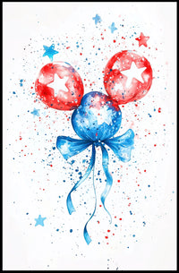 Watercolor Balloon Dog Artwork in Pastel Bouquet Poster