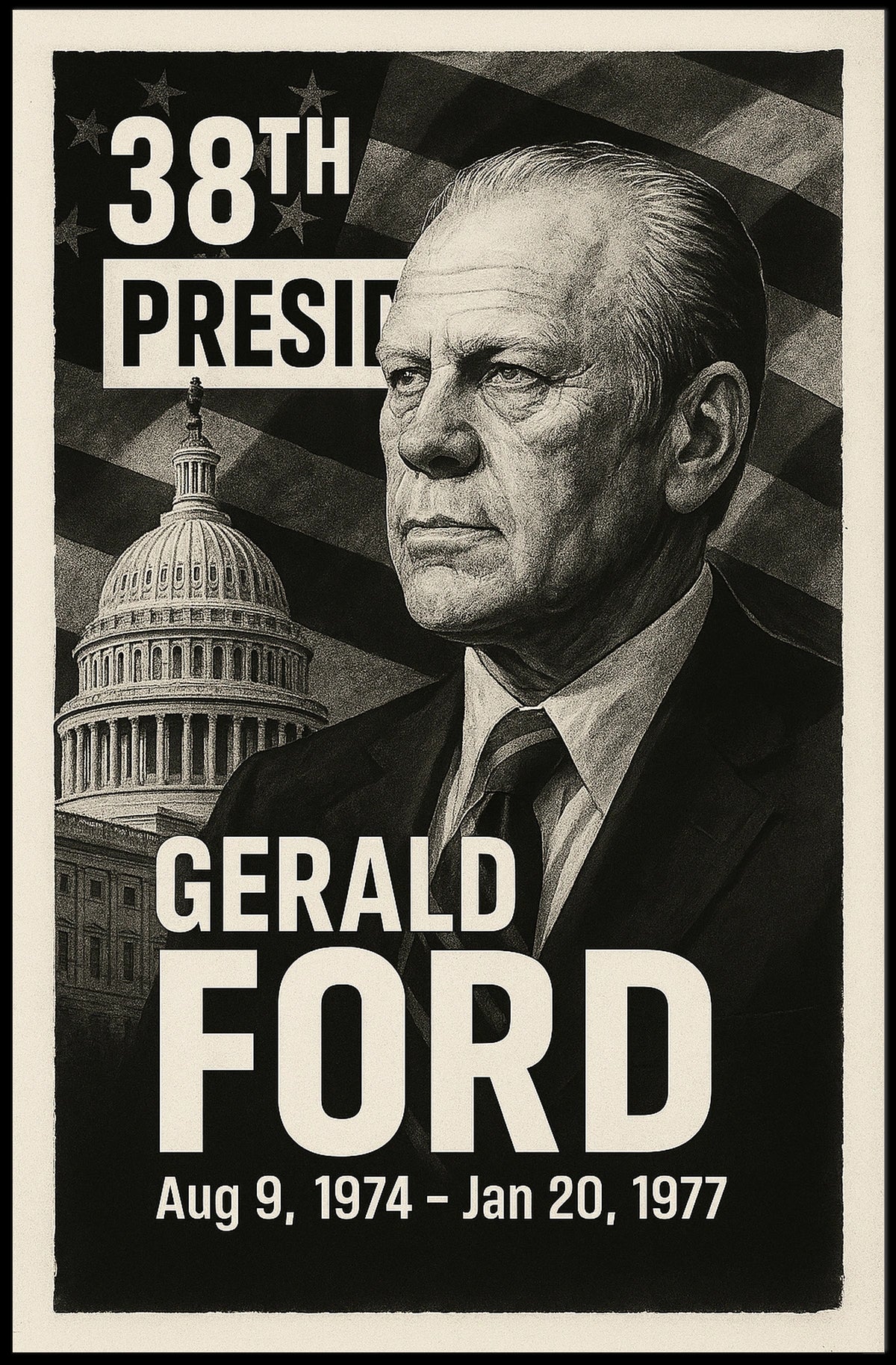 Gerald Ford 38th President of the United States Digital Montaje Poster