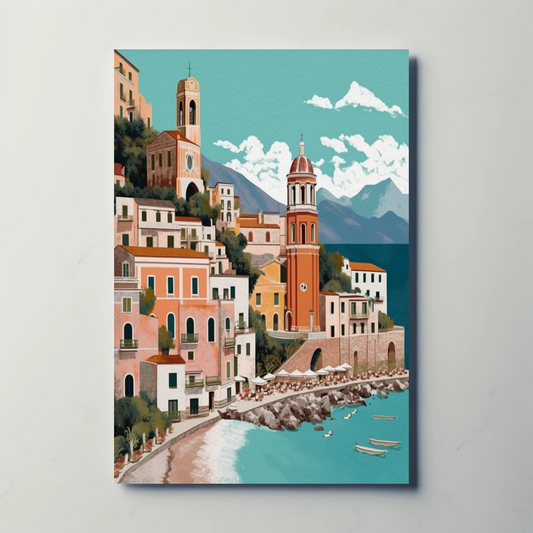 Amalfi Coast Cliffside Village Seaside View Travel Poster