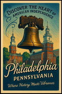 Philadelphia Independence Vintage Poster: Liberty Bell Art