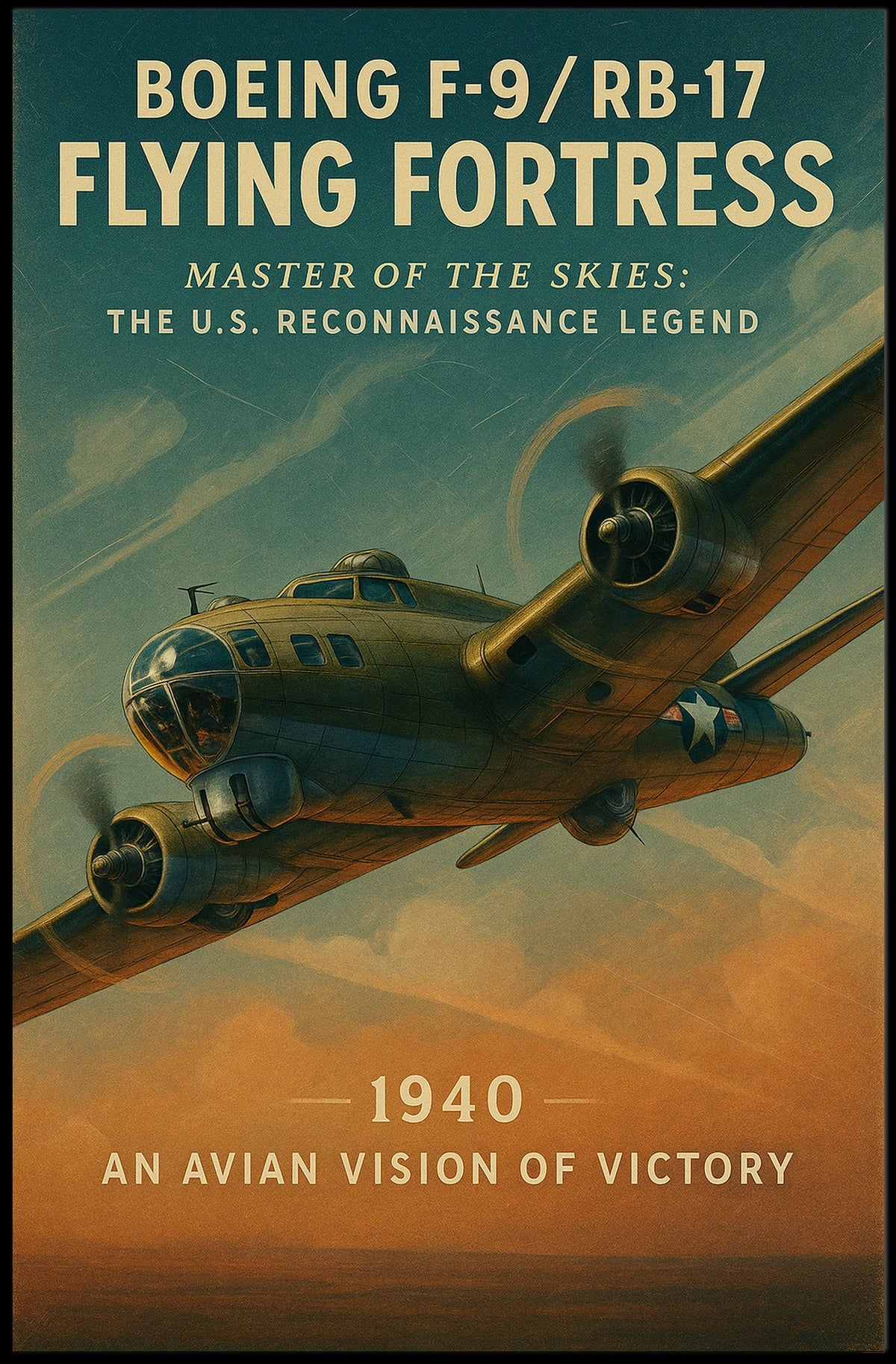 Boeing F-9 Flying Fortress Vintage Aviation Poster