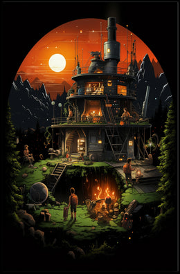 Futuristic Mountain Retreat Poster