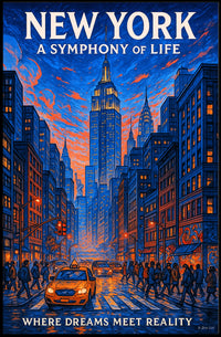 New York A Symphony Of Life Poster Abstract Wall Art
