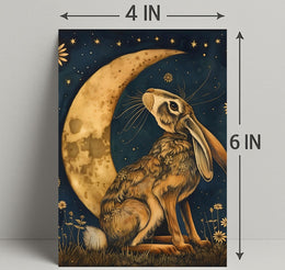 Moonlit Hare Fantasy: Whimsical Animal Nighttime Poster
