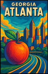 Atlanta Skyline and Peach Poster