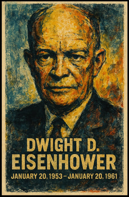 Eisenhower Presidential Portrait Historical Impressionism Vintage Ads Patriotic Collector Poster