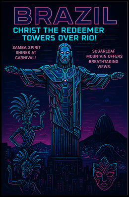 Rio Carnival Cyberpunk Poster: Futuristic Brazilian Art