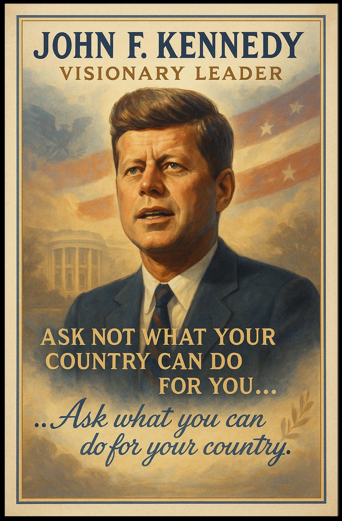 John F. Kennedy Inspirational Leadership Poster Print