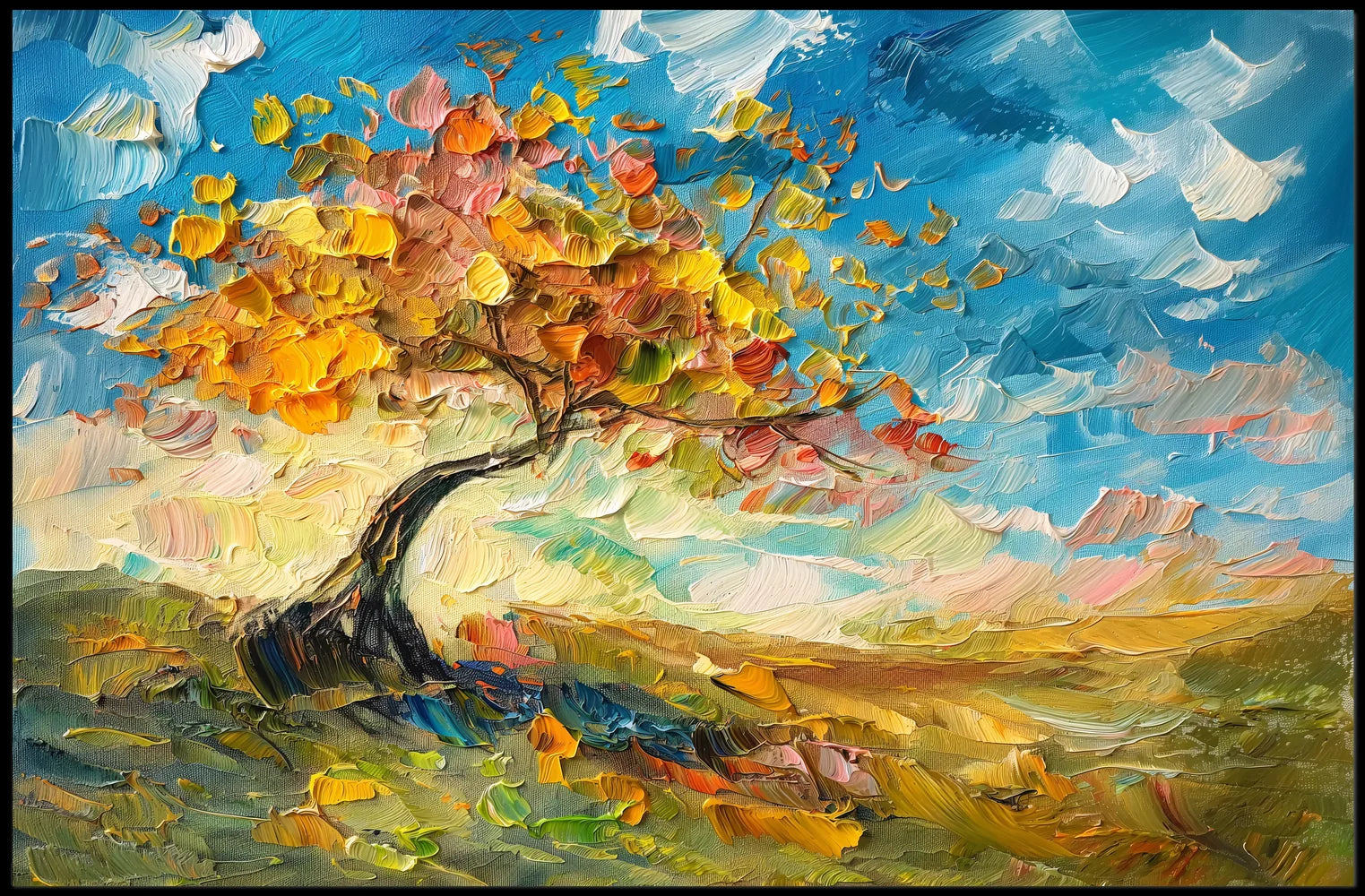 Vibrant Autumn Tree Impressionistic Art Poster Print