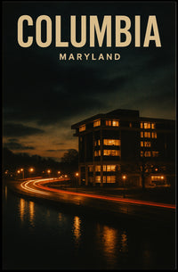 Columbia Maryland Night Cityscape Photography Poster