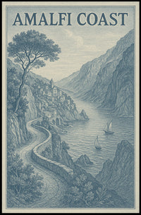 Amalfi Coast Scenic Poster Wall Art for Coastal Decor