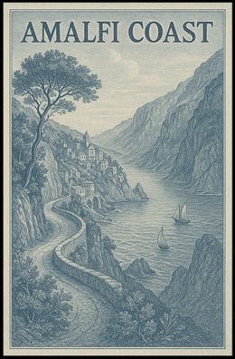 Amalfi Coast Scenic Poster Wall Art for Coastal Decor