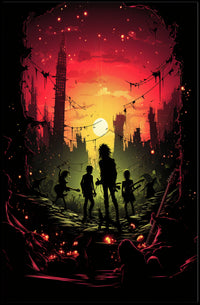 Dystopian Sunset: Rebellion in Ruins Futuristic Sci-Fi Poster