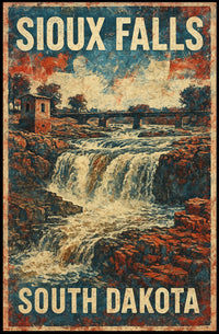 Sioux Falls Scenic Nostalgic Travel Art Deco Poster