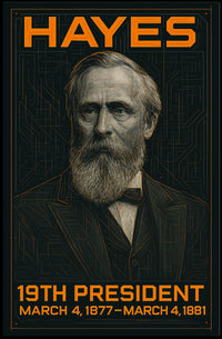 Rutherford B. Hayes 19th President of the United States Techno Schematic Poster