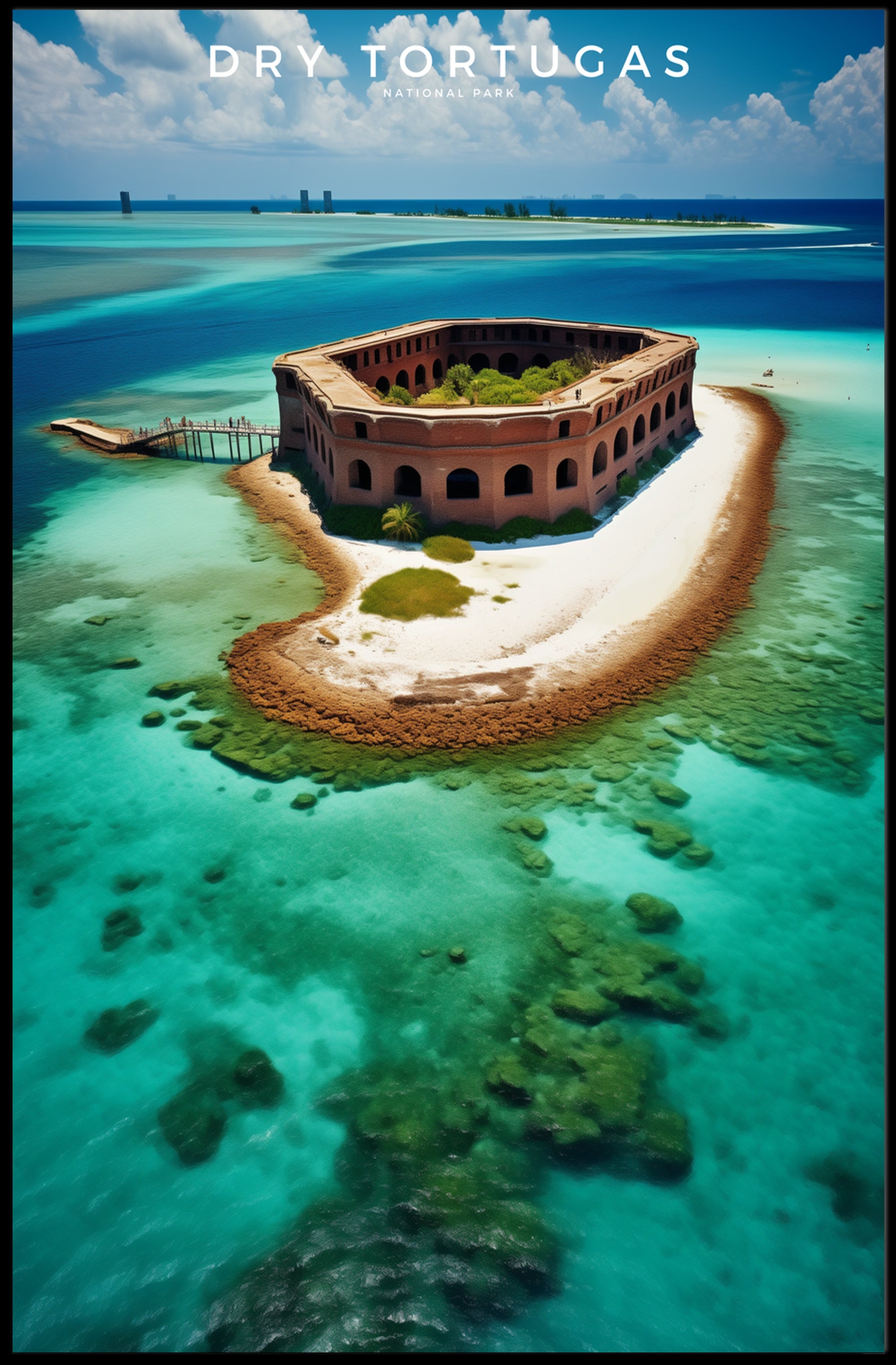 Dry Tortugas Travel Poster Vintage Coastal Wall Art