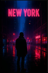 Neon Nights In New York Poster
