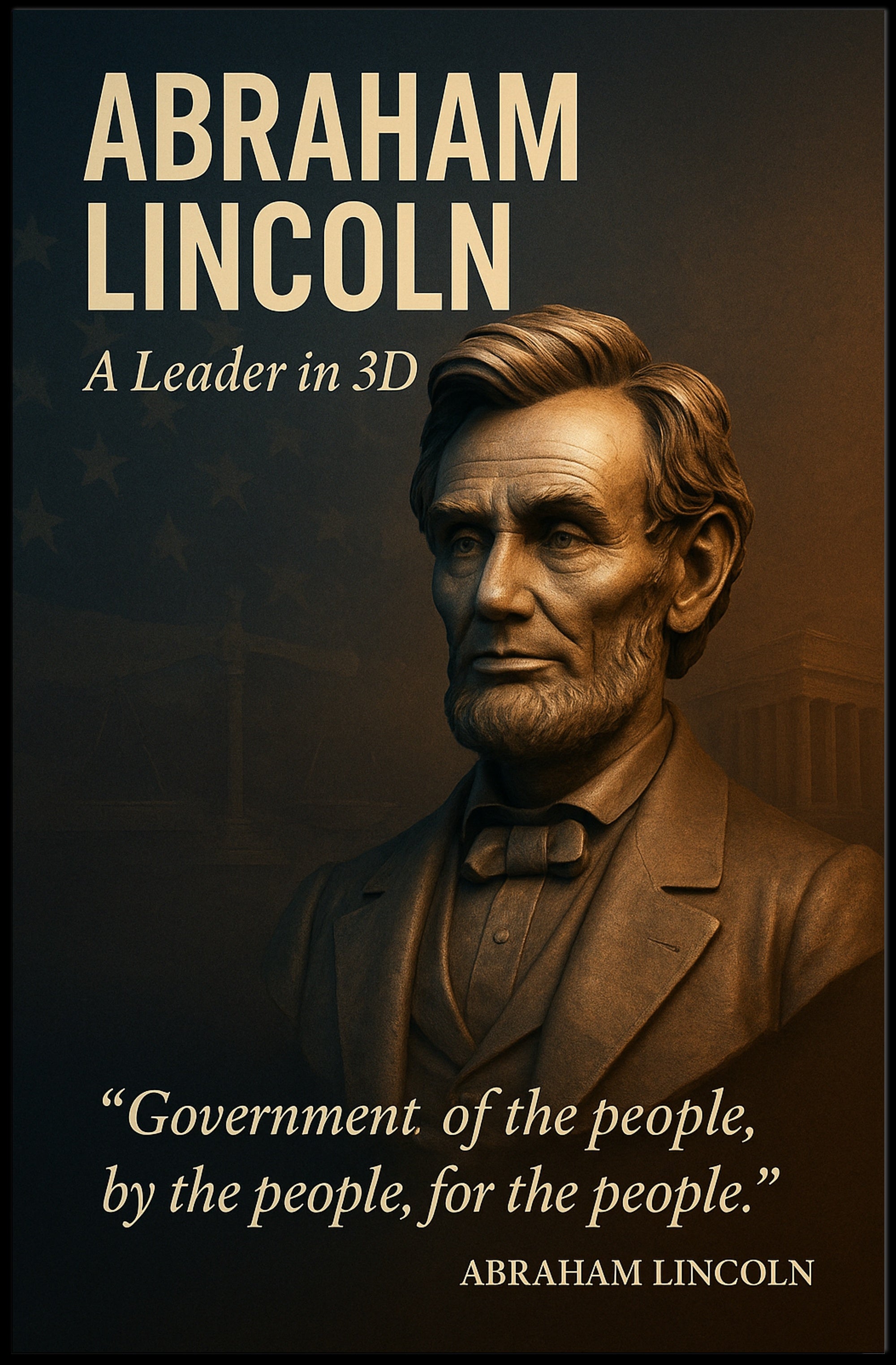 Abraham Lincoln 3D Portrait with Patriotic Quote Historical Poster PosterGoat