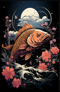 Mystical Fish Under Moonlit Night Poster