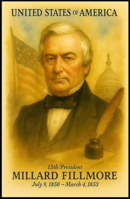 Millard Fillmore 13th President of the United States Vintage Watercolor Poster