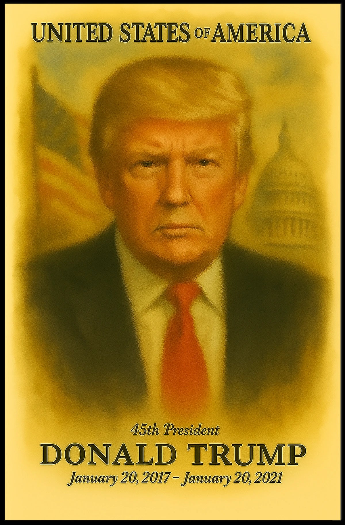 Donald Trump 45th President of the United States Vintage Watercolor Poster