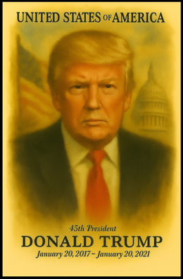 Donald Trump 45th President of the United States Vintage Watercolor Poster