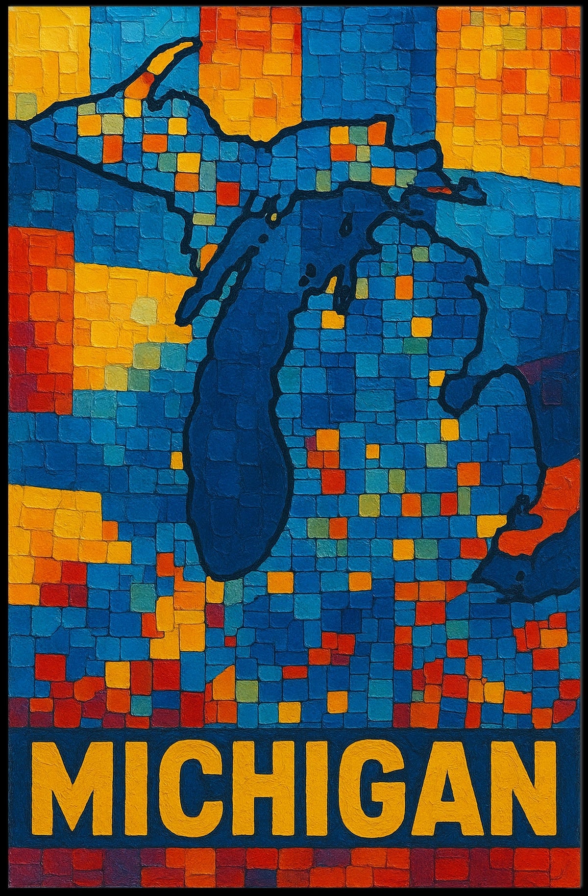 Mosaic Map of Michigan Poster