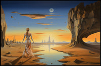 Surreal Desert Dreamscape: Futuristic Sci-Fi Poster