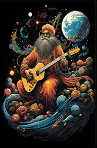 Cosmic Guitarist in a Celestial Dreamscape Poster