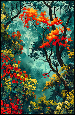 Vibrant Forest Scene William Morris Art Poster