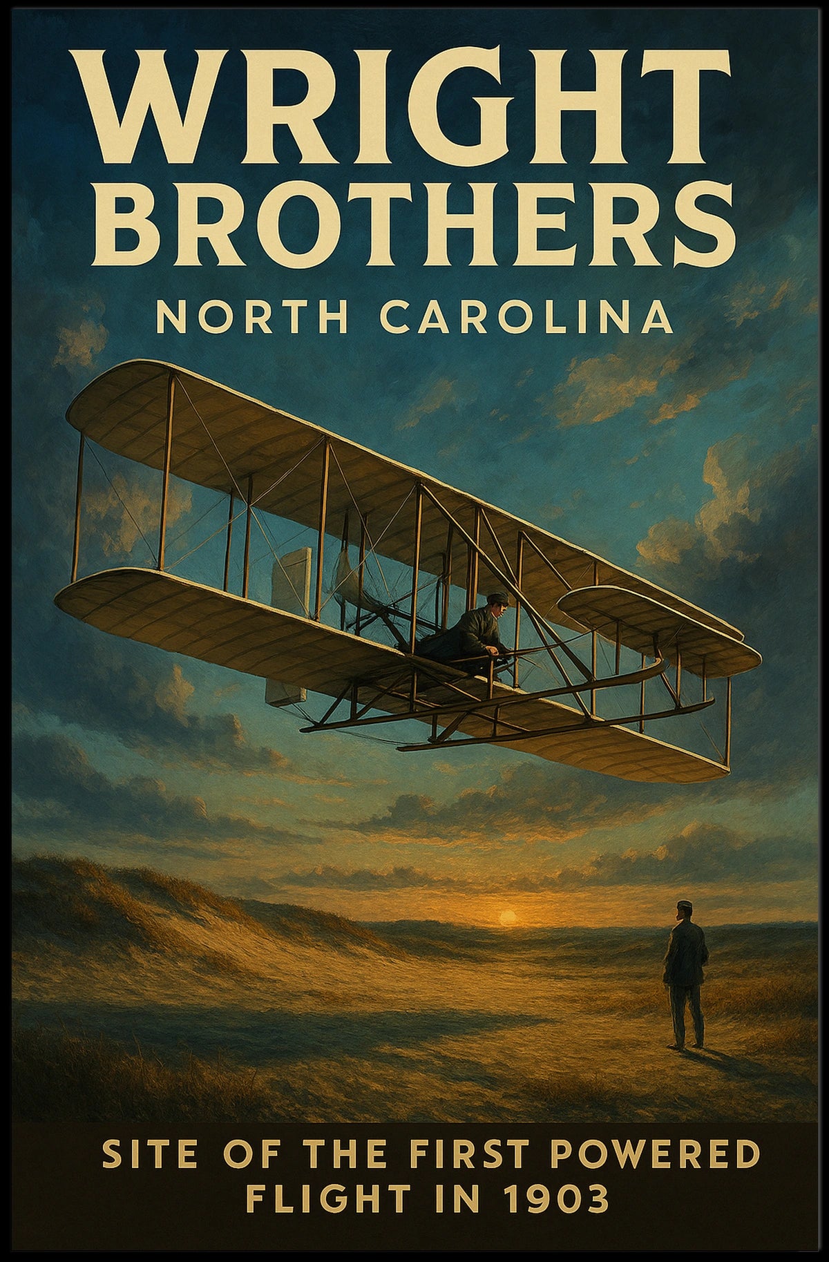 Wright Brothers First Powered Flight Poster